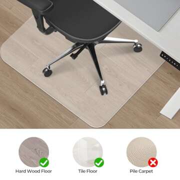 Office Chair Mat for Hard Wood Floors 36"x47" Heavy Duty Floor Protector Easy Clean