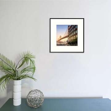 Frametory, 12x12 Aluminum Picture Frame - 12 x 12 Black Frame with Removable Mat for 8 x 8 Photo - 1...