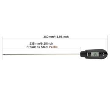 Efeng Digital Meat Thermometer Candy Thermometer Spatula Thermometerwith Pot Clip & 9" Probe – Fast Instant Read Digital Food Thermometer for Candy Chocolate Jam Meat, BPA Free Silicon Frying