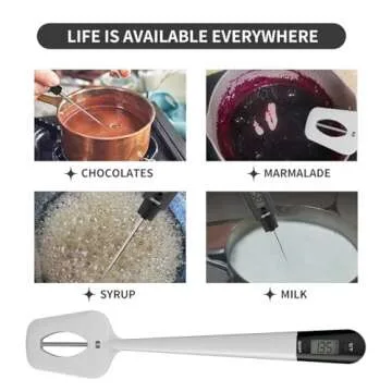 Efeng Digital Meat Thermometer Candy Thermometer Spatula Thermometerwith Pot Clip & 9" Probe – Fast Instant Read Digital Food Thermometer for Candy Chocolate Jam Meat, BPA Free Silicon Frying