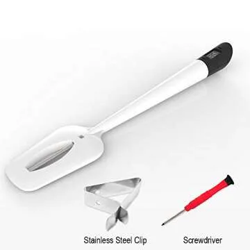 Efeng Digital Meat Thermometer Candy Thermometer Spatula Thermometerwith Pot Clip & 9" Probe – Fast Instant Read Digital Food Thermometer for Candy Chocolate Jam Meat, BPA Free Silicon Frying