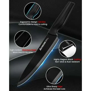 Astercook Knife Set with Sharpener - 15 Pieces