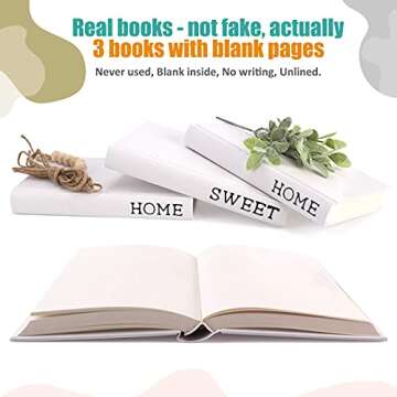Exood Decorative Books for Home Decor,Coffee Table Books Décor for Living Room,Hardcover Faux Books for Decoration,Shelf Display Books Decor Accent,Home|Sweet|Home(White)