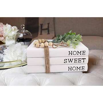 Exood Decorative Books for Home Decor,Coffee Table Books Décor for Living Room,Hardcover Faux Books for Decoration,Shelf Display Books Decor Accent,Home|Sweet|Home(White)