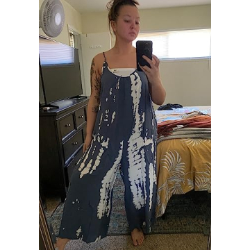 Stylish wexcen Floral Wide Leg Jumpsuit with Pockets