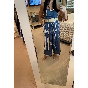 Stylish wexcen Floral Wide Leg Jumpsuit with Pockets