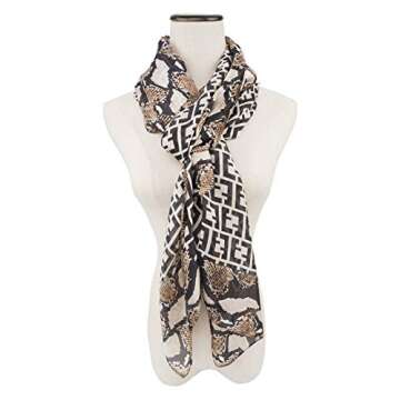YOUR SMILE Ladies/Women's Lightweight Floral Print/Solid Color mixture Shawl Scarf For Spring Summer season (Snake-Grain)