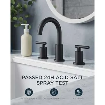 FORIOUS 3 Hole Matte Black Bathroom Faucets with Metal Pop Up Drain and 360 Degree Rotating Spout