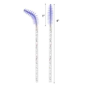 BTYMS 200 Pcs Disposable Mascara Wands Lash Applicator Brush Brow Spoolies for Eyelash Extension with Crystal Handle Purple