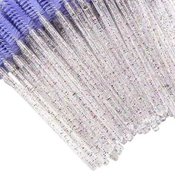 BTYMS 200 Pcs Disposable Mascara Wands Lash Applicator Brush Brow Spoolies for Eyelash Extension with Crystal Handle Purple