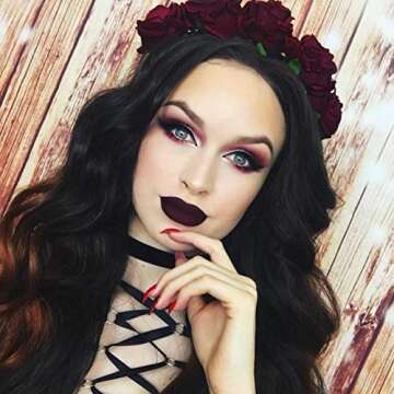 K'ryssma Black Synthetic Lace Front Wigs Body Wave Glueless Long Black Wigs for Black Women Black Wavy Synthetic Wig with Natural Hairline 24 inch