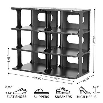 HAIXIN Vertical Narrow Tall Shoe Rack for Front Door Entrance, 7-Tier Sturdy Stackable Shoe Rack Org...