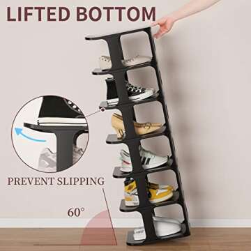 HAIXIN Vertical Narrow Tall Shoe Rack for Front Door Entrance, 7-Tier Sturdy Stackable Shoe Rack Organizer for Closet Entryway, Corner Shoe Storage Shelf Shoe Cubby