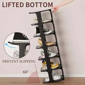 HAIXIN Vertical Narrow Tall Shoe Rack for Front Door Entrance, 7-Tier Sturdy Stackable Shoe Rack Organizer for Closet Entryway, Corner Shoe Storage Shelf Shoe Cubby