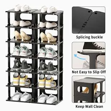 HAIXIN Vertical Narrow Tall Shoe Rack for Front Door Entrance, 7-Tier Sturdy Stackable Shoe Rack Organizer for Closet Entryway, Corner Shoe Storage Shelf Shoe Cubby