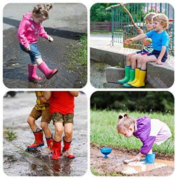 HugRain Toddler Rain Boots Girls baby Kids Waterproof Shoes Lightweight Adorable Cute Solid Rubber mud boots non slip with Easy-On Handles (Size 10,pink)