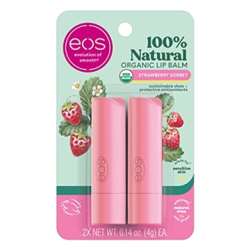 eos 100% Natural & Organic Lip Balm - Strawberry Sorbet, Dermatologist Recommended
