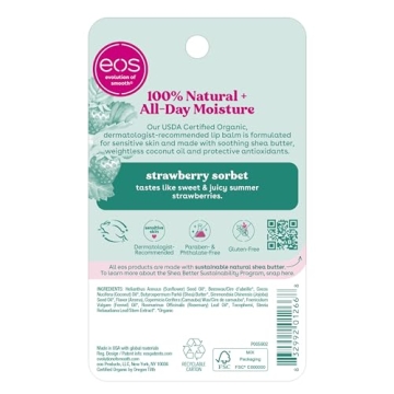 eos Organic Lip Balm Strawberry Sorbet - Dermatologist Recommended