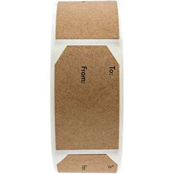 1.15" x 2" Natural Brown Kraft to and from Gift Tag Stickers / 500 Brown Kraft to from Present Labels/Christmas Holiday Present Labels/Made in The USA