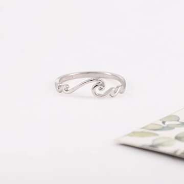 STROLLGIRL Sterling Silver Multiple Waves Ring for Ocean Lovers