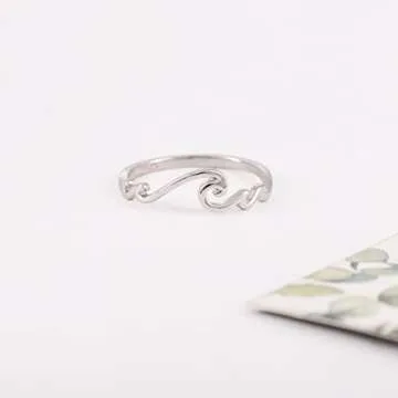 STROLLGIRL Sterling Silver Multiple Waves Ring for Ocean Lovers