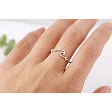 STROLLGIRL Sterling Silver Multiple Waves Ring for Ocean Lovers