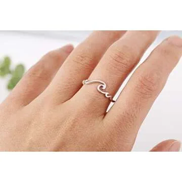 STROLLGIRL Sterling Silver Multiple Waves Ring for Ocean Lovers