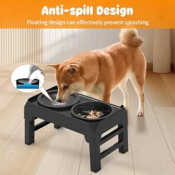 URPOWER 2-in-1 Elevated Dog Bowls Mess Proof Slow Feeder Dog Bowls with No Spill Dog Water Bowl 4 He...