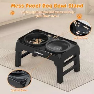 URPOWER 2-in-1 Elevated Dog Bowls Mess Proof Slow Feeder Dog Bowls with No Spill Dog Water Bowl 4 Height Adjustable Raised Dog Bowl Non-Slip Dog Food and Water Bowls for Small Medium Large Dogs