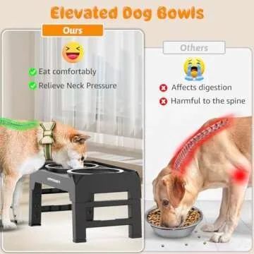 URPOWER 2-in-1 Elevated Dog Bowls Mess Proof Slow Feeder Dog Bowls with No Spill Dog Water Bowl 4 Height Adjustable Raised Dog Bowl Non-Slip Dog Food and Water Bowls for Small Medium Large Dogs