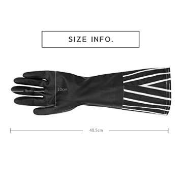 Dish washing Rubber Cleaning Gloves,Black design with Long Stripe Cuffs, Waterproof Household Latex Gloves, Long Cuff, Warm Lining