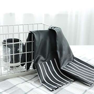 Dish washing Rubber Cleaning Gloves,Black design with Long Stripe Cuffs, Waterproof Household Latex Gloves, Long Cuff, Warm Lining