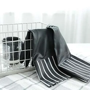 Dish washing Rubber Cleaning Gloves,Black design with Long Stripe Cuffs, Waterproof Household Latex Gloves, Long Cuff, Warm Lining