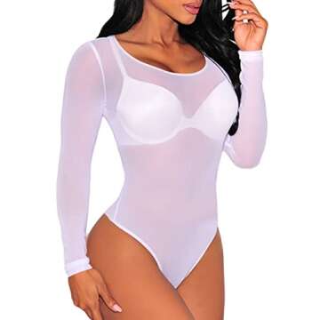 Eiffel Women's Sheer Mesh Bodysuit - Stretchy & Stylish Lingerie