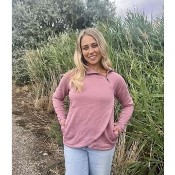 Stylish Zip Mock Neck Fleece Sweatshirt for Women