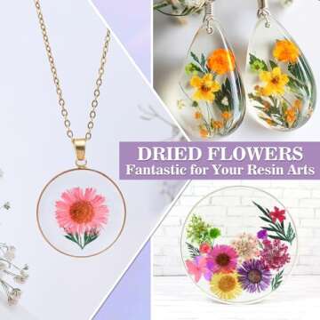 ANPHSIN 48 Colors Dried Flowers for Crafts- 4 Boxes Mini Natural Real Pressed Flowers Supplies for Resin Mold, Candle, Epoxy Jewelry, Scrapbooking, Soap Making, Nail Art Sticker Decoration DIY Crafts