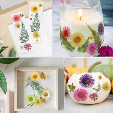 ANPHSIN 48 Colors Dried Flowers for Crafts- 4 Boxes Mini Natural Real Pressed Flowers Supplies for Resin Mold, Candle, Epoxy Jewelry, Scrapbooking, Soap Making, Nail Art Sticker Decoration DIY Crafts