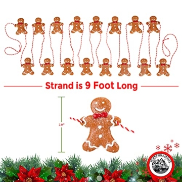 9 Foot Mini Gingerbread Man Christmas Garland for Festive Trees