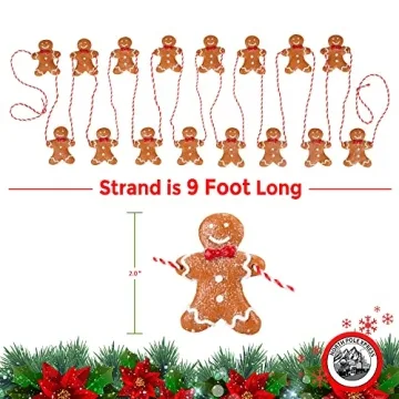 9 Foot Mini Gingerbread Man Christmas Garland for Festive Trees
