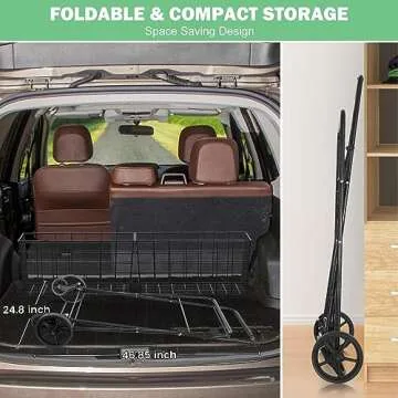 [2025𝐍𝐄𝐖] 2-Tier Extra Large Collapsible Grocery Cart On Wheels, 400lbs Shopping Cart For Groceries With 2 Removable Baskets, Waterproof Liner, Heavy Duty Foldable Shopping Utility Cart For Seniors