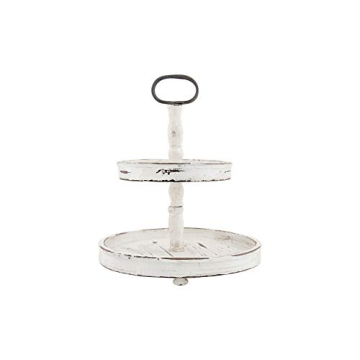 Creative Co-op Distressed Wood 2-Tier Tray with Handle