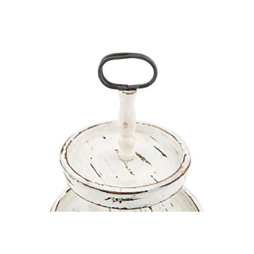 Creative Co-op Distressed Wood 2-Tier Tray with Handle