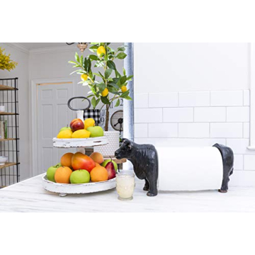 Creative Co-op Distressed Wood 2-Tier Tray with Handle