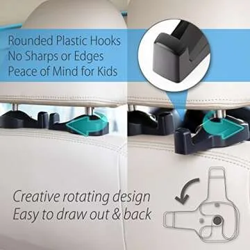 CHITRONIC Universal Car Seat Back Headrest Hanger Hooks Storage for Purse Groceries Bag Handbag - Set of 2 (Black)