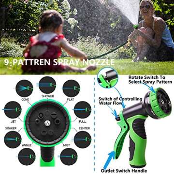 Greness 100 FT Expandable, Lightweight Garden Water Hose with 3/4, Black&Green