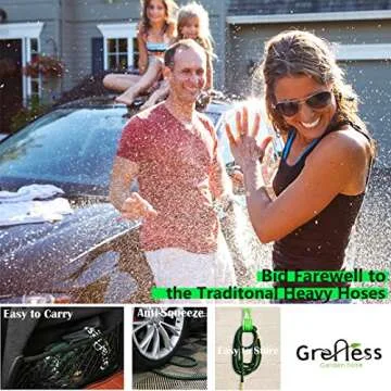 Greness 100 FT Expandable, Lightweight Garden Water Hose with 3/4, Black&Green