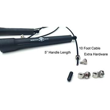 Survival and Cross Jump Rope - Boxing - Mixed Martial Arts - Fitness Training - Speed Adjustable - Sold by FMS International