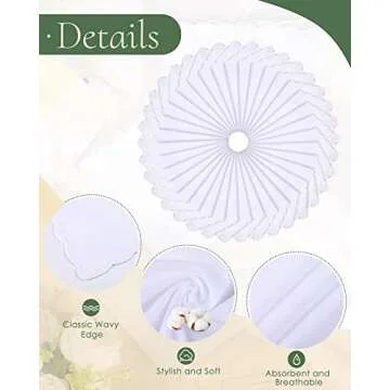 Tranqun 50 Pcs Wedding Handkerchief Happy Tears Handkerchief Something Blue Bride Mother of The Bride Gifts Handkerchief Cotton Scalloped Pocket Square Hankies for Bridal Shower Women Men