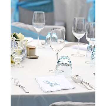 Tranqun 50 Pcs Wedding Handkerchief Happy Tears Handkerchief Something Blue Bride Mother of The Bride Gifts Handkerchief Cotton Scalloped Pocket Square Hankies for Bridal Shower Women Men