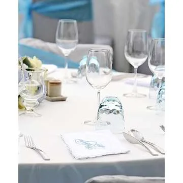 Tranqun 50 Pcs Wedding Handkerchief Happy Tears Handkerchief Something Blue Bride Mother of The Bride Gifts Handkerchief Cotton Scalloped Pocket Square Hankies for Bridal Shower Women Men